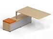 Приставной стол на опорной тумбе (2 дверцы акрил) с 2 пластиковыми заглушками, тумба слева