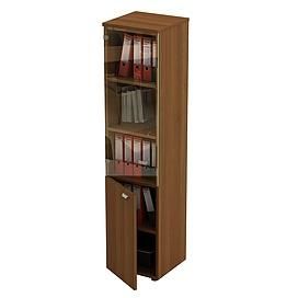 Шкаф для документов узкий со стеклянной прозрачной дверью