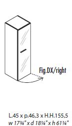Шкаф средний с цветным стеклом правый
