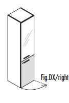 Шкаф высокий левый, стеклянная дверь (белое стекло)
