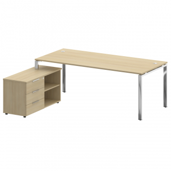 Стол рабочий руководителя с опорной тумбой левый БГ.СРТ-6.9 Л