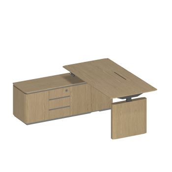 Стол руководителя на электроприводе на опорной тумбе левый, без экрана ИН 134 ГР