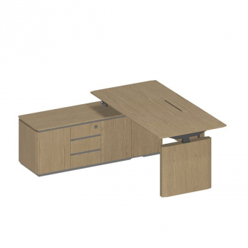 Стол руководителя на электроприводе на опорной тумбе левый ИН 136 ГР