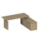 Стол руководителя на электроприводе на опорной тумбе правый, без экрана ИН 135 ГР