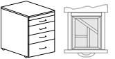 Тумба подкатная, с ящиком для канцелярии, и замком со сменной личинкой. Ящики ДСП