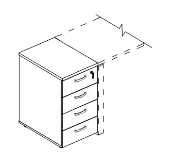 Тумба приставная 4-х ящичная с замком A4 9220 БП