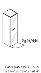 Шкаф средний с цветным стеклом левый 156 913. Фото 1