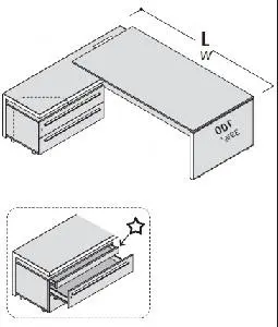 Стол левый с приставной тумбой 118964. Фото 1