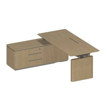 Стол руководителя на электроприводе на опорной тумбе левый ИН 138 ГР. Фото 1